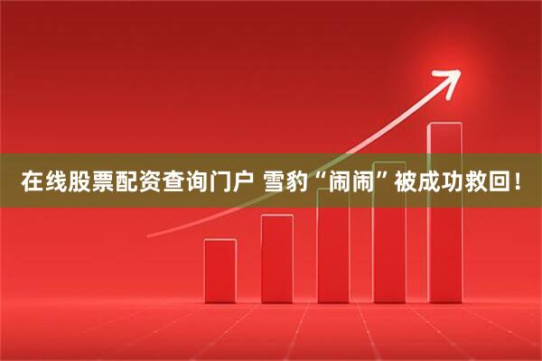 在线股票配资查询门户 雪豹“闹闹”被成功救回！